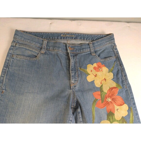 Upcycled womans Art jeans old Navy The Dreamer Hippie Boho Size 12 - Picture 4 of 11